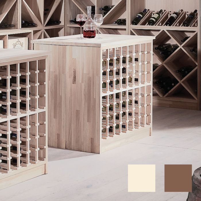 Wine rack island PRESTIGE, free-standing, made of solid oak