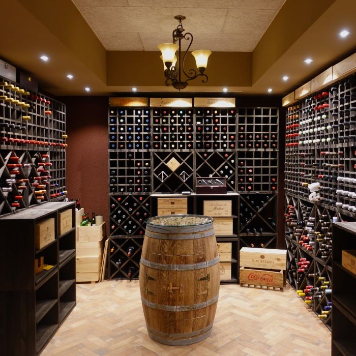 Wine rack 52 cm module grid brown stained