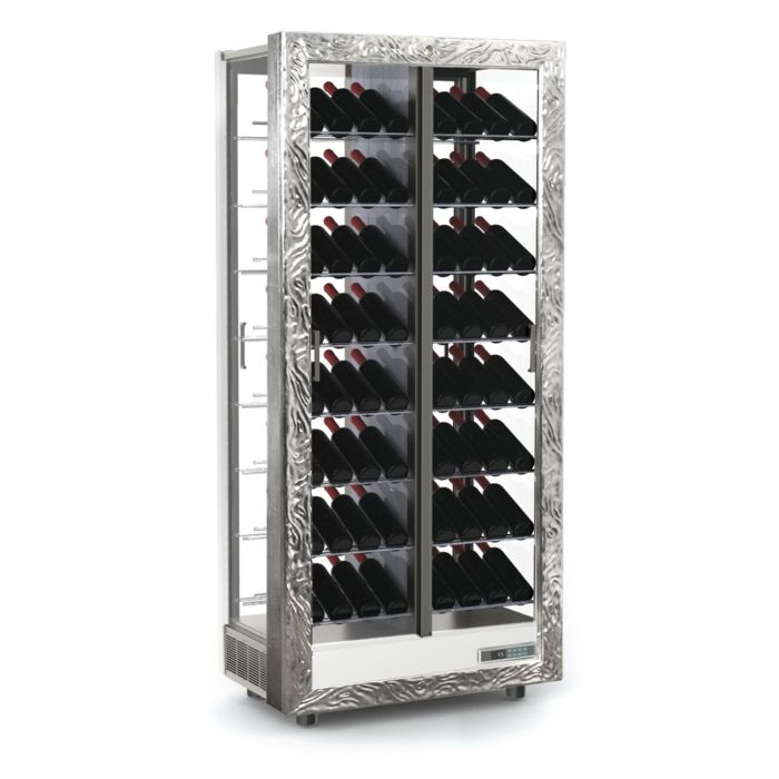 Wine cooling cabinet TECA VINO diagonal storage, silver