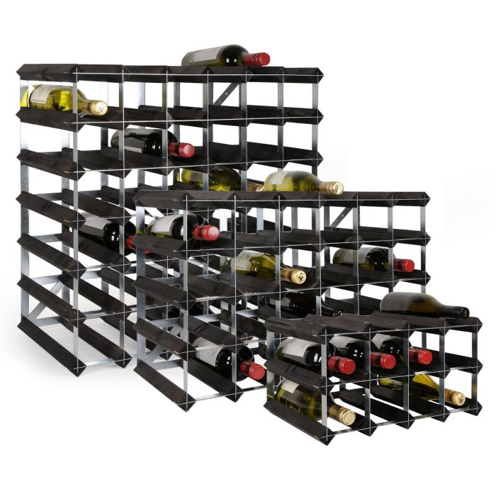 Wooden wine rack system TREND, black stain, D 30 cm