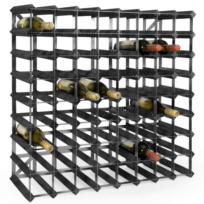 Modular wine rack system TREND , black stained, 72 Bottles