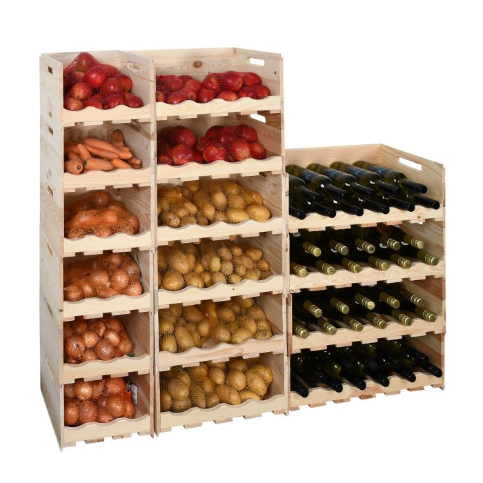 Wine/groceries crate VIVERI, natural pinewood