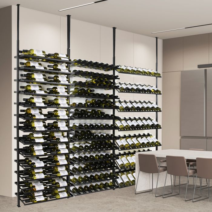 Metal wine rack BLACK PURE SELECT for ceiling mounting, height adjustable