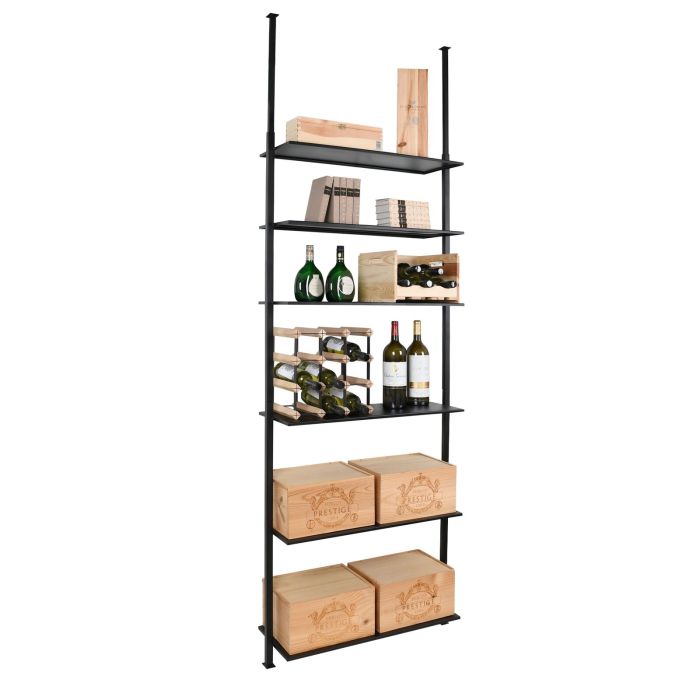 Wine rack BLACK PURE SELECT for ceiling mounting, model 4 with flat shelves