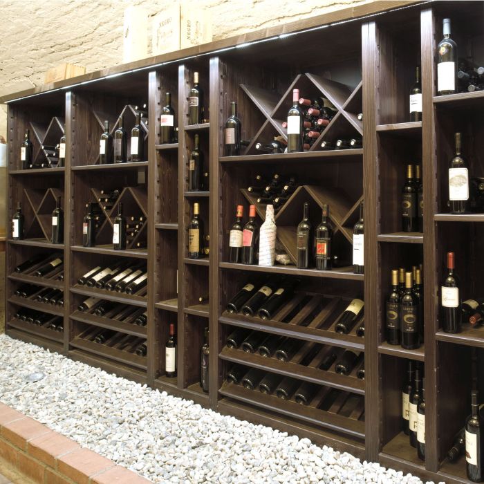 Wine rack system Piedmont, oak veneer, dark brown