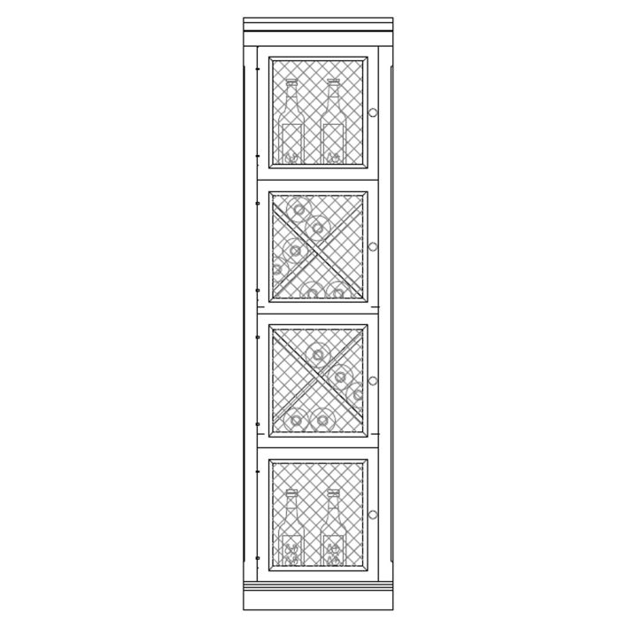 Wine rack system Piedmont, fir wood, model 4, with mesh door, walnut/ medium brown