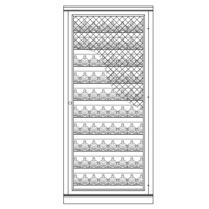 Wine rack system Piedmont, fir wood, with lattice door, model 12, walnut/ medium brown