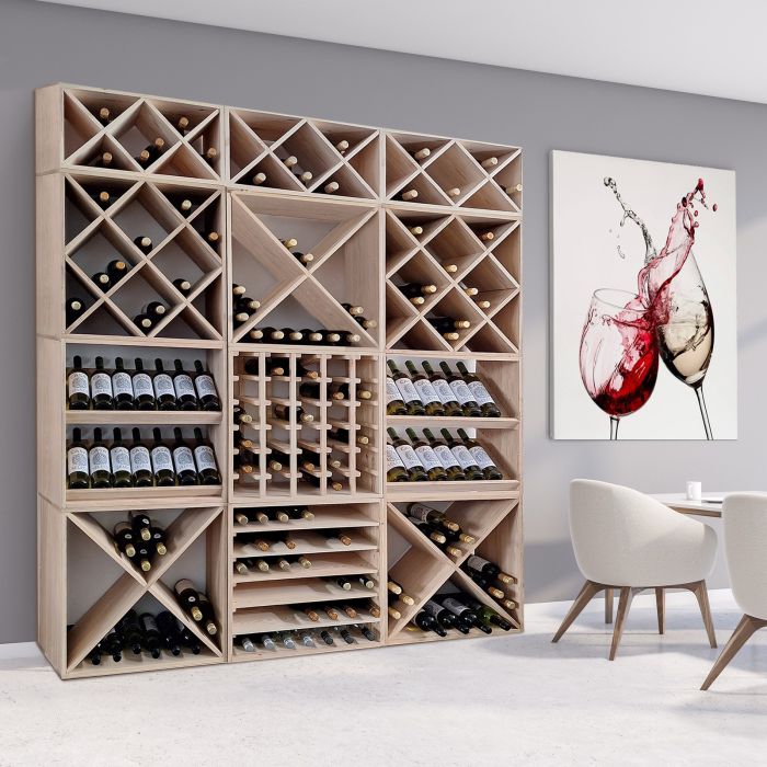 VINCASA wine rack system, 60 cm, natural oak