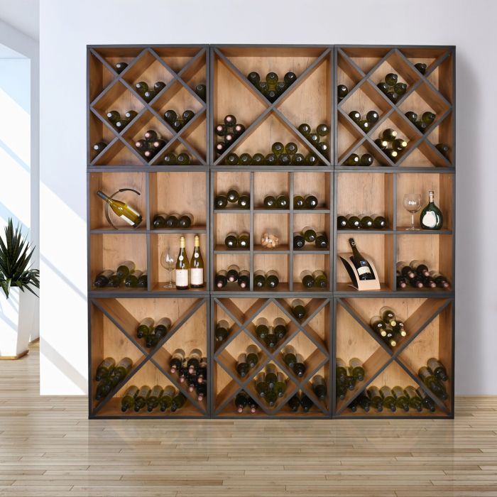 Wine rack system CAVEPRO, country oak with anthracite edge