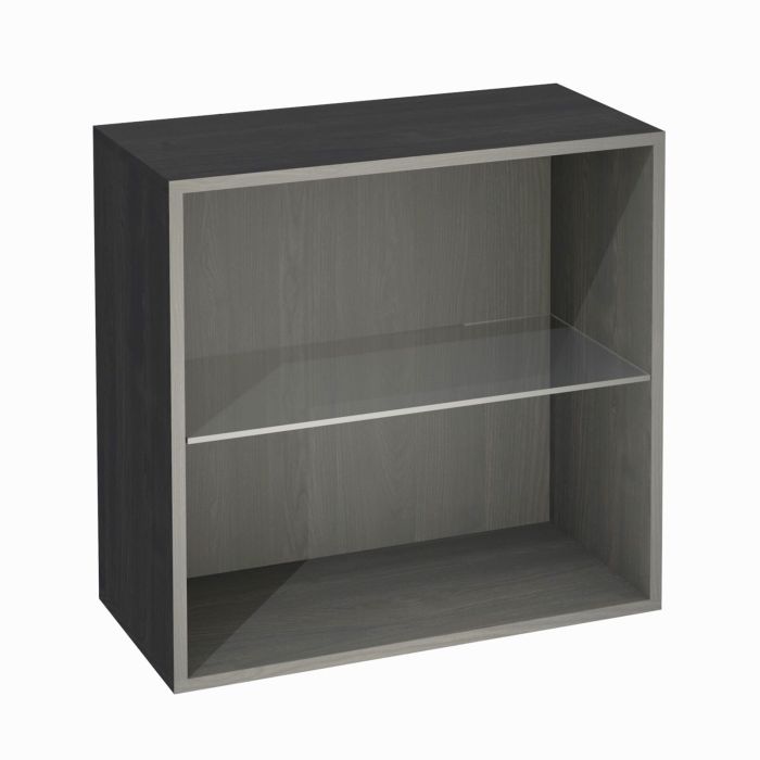 Shelf module with glass top, ash graphite