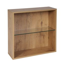 Rack module with glass shelf , country oak