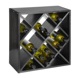Wine rack 52 cm, diamond shaped, black stained