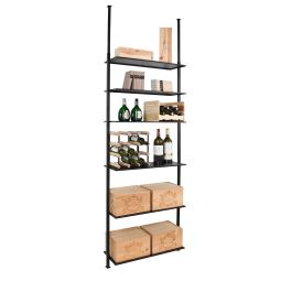 Wine rack BLACK PURE SELECT for ceiling mounting, model 4 with flat shelves
