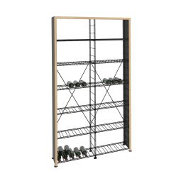 Wine rack LA CAVE, H 220 x W 123 cm, 12 shelves, wooden frame