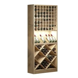 Wine rack PRESTIGE 3, with lighting, natural oak wood