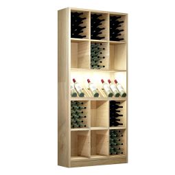 Wine rack PRESTIGE 9, with lighting, natural oak wood