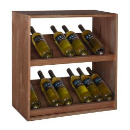 Wine rack 60 cm with 2 displays, brown stained pine