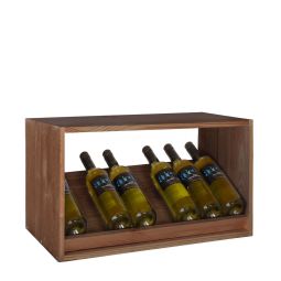 Wine rack 60 cm with one presentation shelf, stained brown